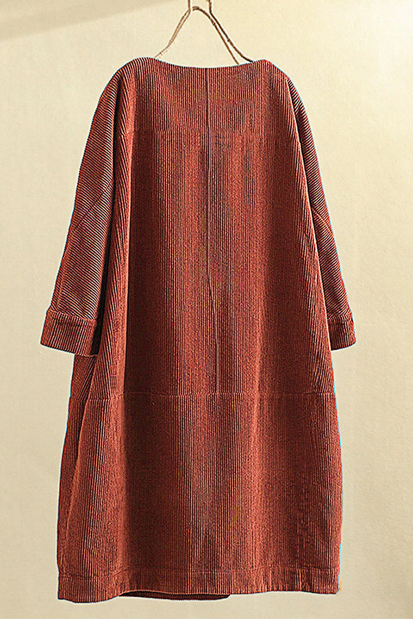 Corduroy Solid Color Loose Dress