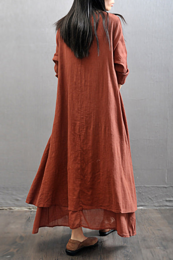 Casual Cotton Solid Color Maxi Dress