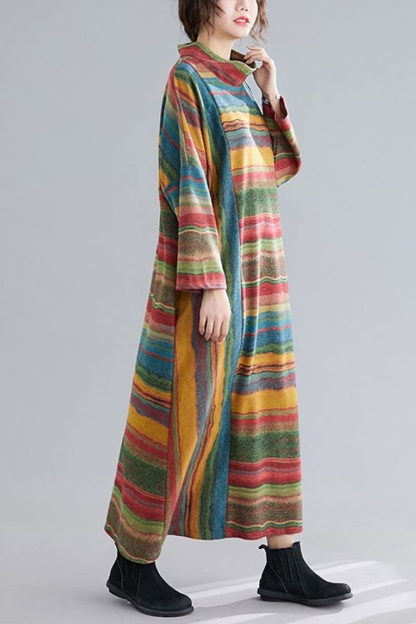 Colorful Printing Maxi Dress(Fit 99lbs- 192.5lbs)