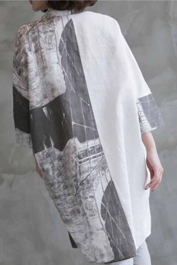 Cotton & Linen Printing Midi Dress