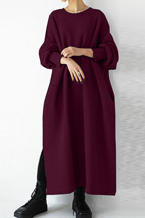 Solid Color Pullover Dress