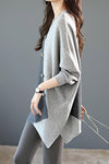 Bat Sleeve Contrast Stitching Sweater