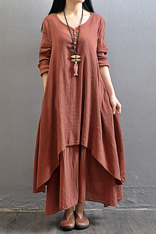 Casual Cotton Solid Color Maxi Dress