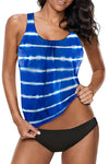 Striped Tie Dye Split Swimsuit