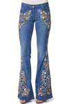 Embroidered Denim Flared Jeans