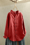 Cotton And Linen Solid Color Shirt