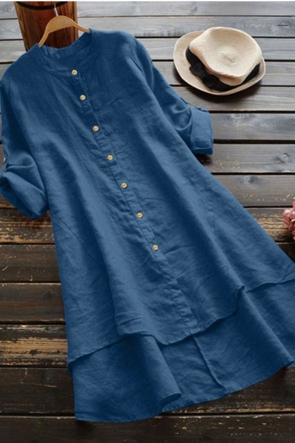 Round Neck Button Breasted Blouse