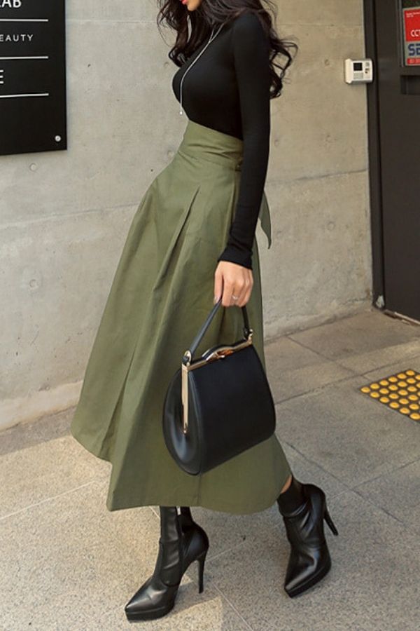 Solid Color Back Tie Skirts