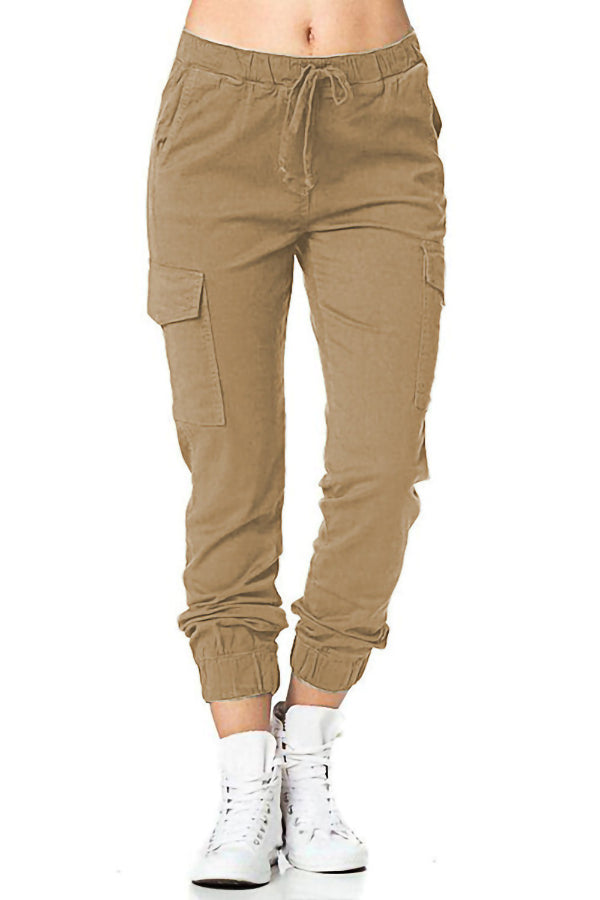 Side Pocket Solid Color Pants