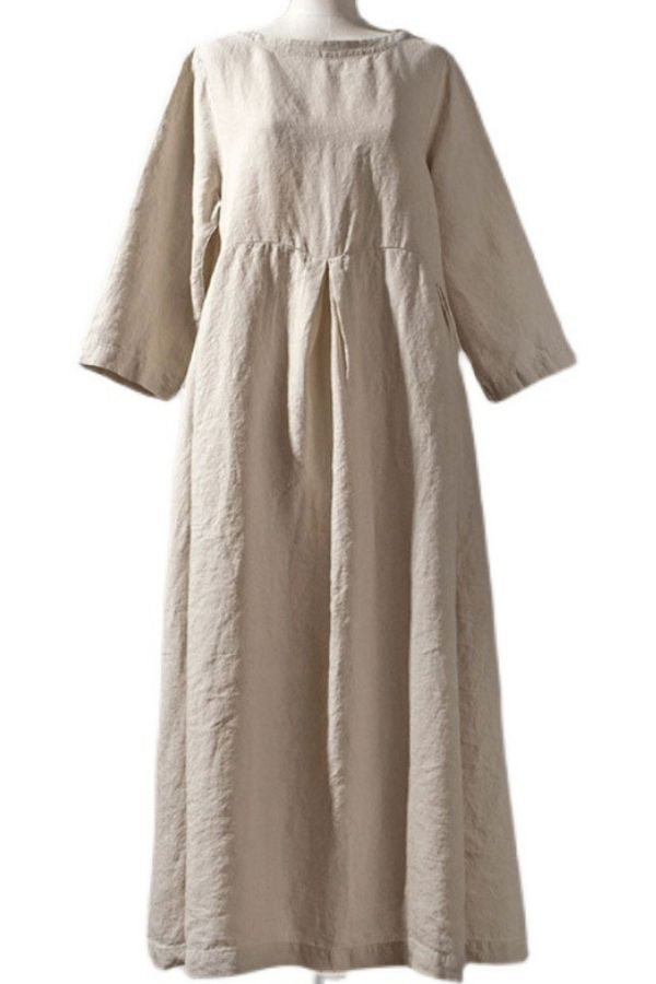 Cotton & Linen Maxi Dress (Fit up to 250lbs)