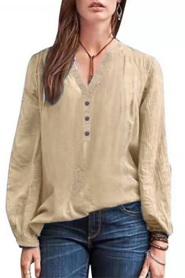 V Neck Button Breasted Blouse