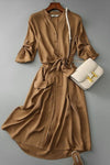 solid Color Waisted French Dress