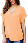 V Neck Solid Color T-shirt