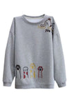 Embroidery Cotton Round Neck Sweatshirt