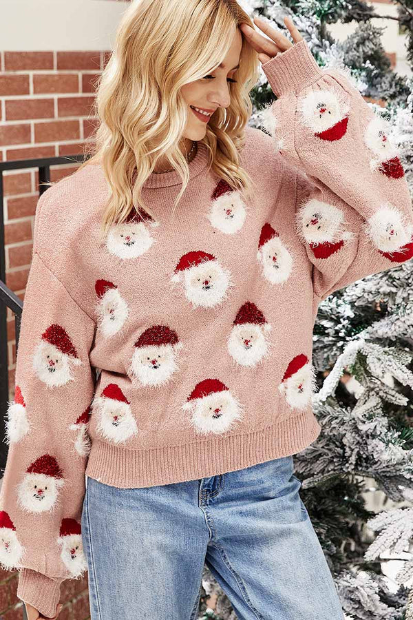 Casual Loose Round Neck Santa Sweater