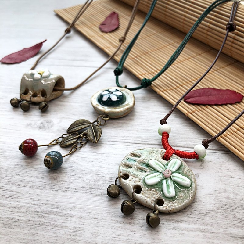 Ethnic Style Handmade Ceramic Necklace（Adjustable length）