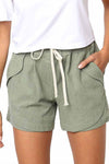Adjustable Waist Cotton Casual Shorts ohmylady/Shorts OML S Green 