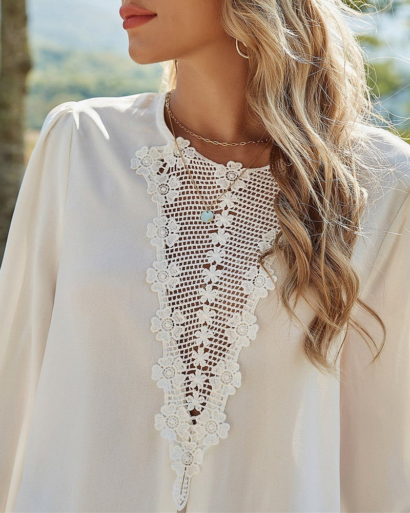 Bali Daydream Lace Long Sleeve Blouse - White ss-tops oh!My Lady 