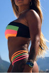 Bandeau Rainbow Striped Bikini Set (3 Colors) ohmylady/Swimwear OML 