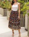 Beleaf in Me Floral Print Midi Skirt - Navy ShellyBeauty 