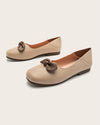 Bow Tie Round Beanie Shoes - Beige Oh!My Shoes 