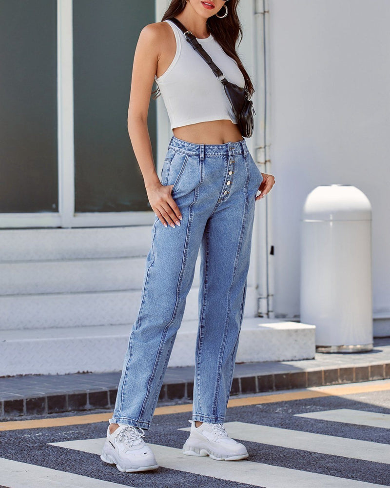 Buttoned Straight-leg Denim Pant oh!My Lady 