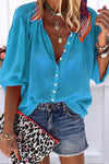 Buttons Design Lace-up Red Blouse ohmylady/Tops - x OML S Blue 