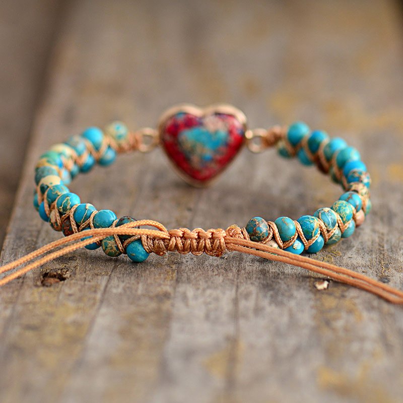Ethnic Style Heart Shaped Braided Bracelet（Adjustable length）