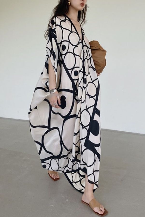 Loose Silk-blend Printed Resort Dress (Fit up to 165lbs)