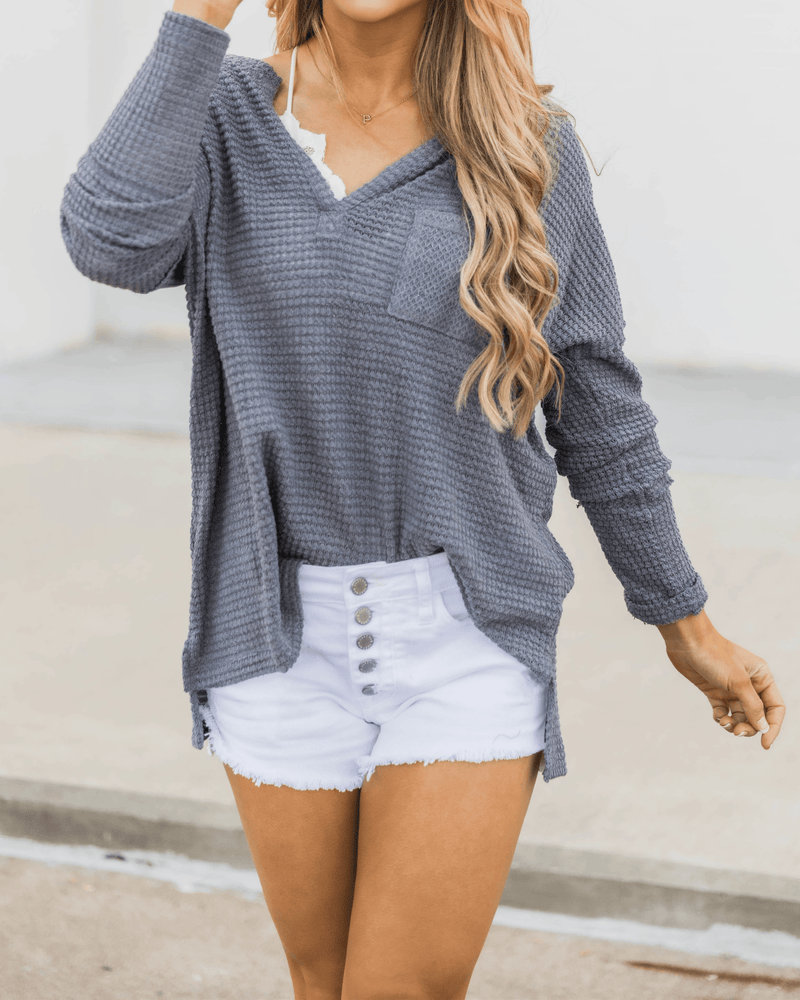 Can't Escape Most Burnt Pullover Blouse - Grey oh!My Lady 