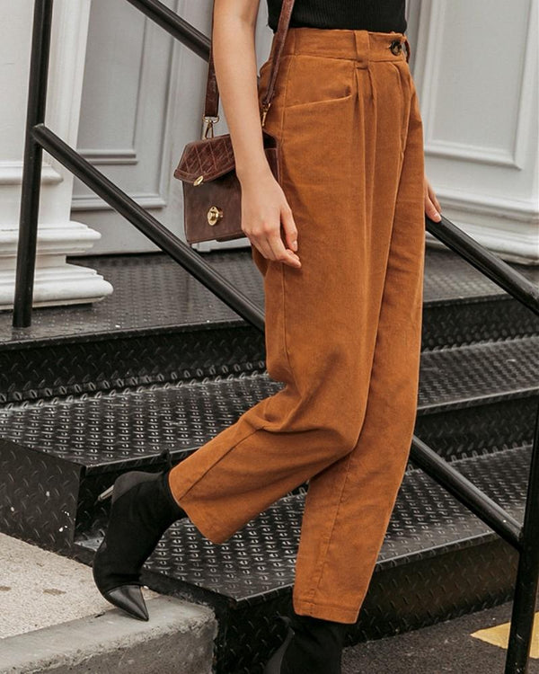 Casual Crimping Corduroy Pants oh!My Lady 