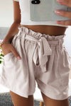 Casual Elastic Wide Leg Strap High Waist Shorts ohmylady/Shorts OML S Apricot 