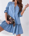 Check Yes Button Up Jean Dress - Blue ss-dresses oh!My Lady 