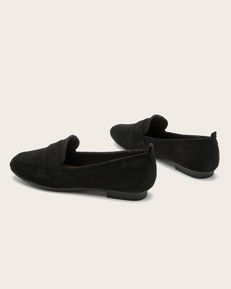 Chic Suede Flat Loafers - Black Sandals oh!My Lady 