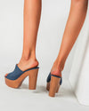 Chunky Heel Peep Toe Sandals - Blue Sandals oh!My Lady 