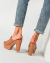 Chunky Heel Peep Toe Sandals - Brown Sandals oh!My Lady 