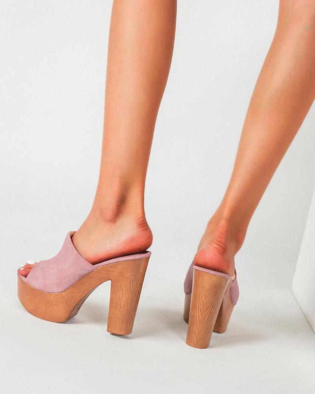 Chunky Heel Peep Toe Sandals - Pink Sandals oh!My Lady 