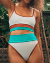 Color Block Bikini Set - Green Swimwear oh!My Lady 