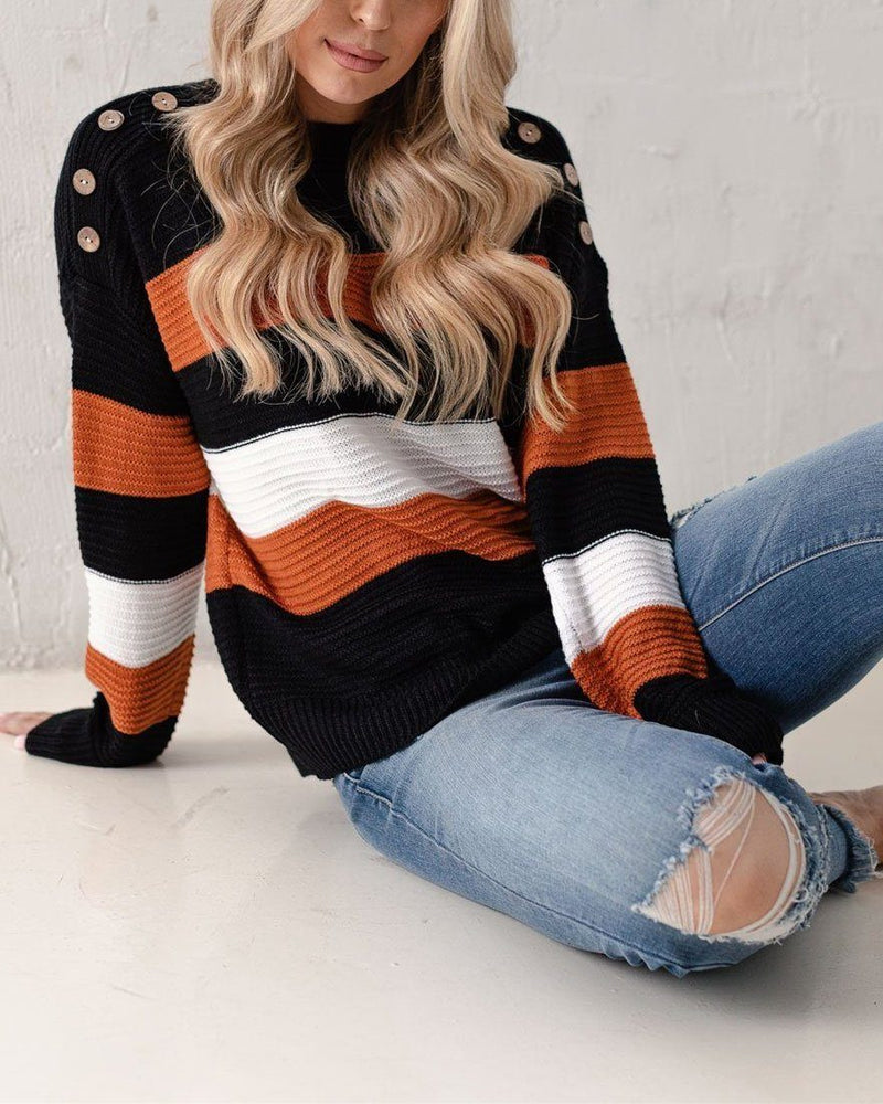 Colorblock Striped Knit Sweater oh!My Lady 
