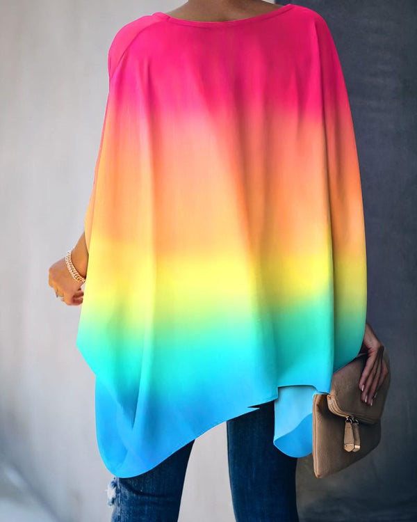 Colorful Bat Sleeve Shirt ss-tops oh!My Lady 