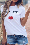 Colorful Round Neck Print T-shirt ohmylady/Tops OML 