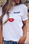 Colorful Round Neck Print T-shirt ohmylady/Tops OML S White 