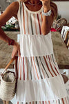 Contrast Sleeveless Striped Midi Dress ohmylady/Dresses OML 