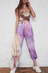 Cotton Tie-dye Casual Trousers ohmylady/Pants OML S Fuchsia 