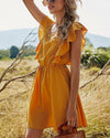 Country Charm Ruffled Mini Dress - Yellow ShellyBeauty 