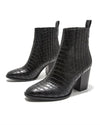 Crocodile Pattern Leather Boots - Black oh!My Lady 