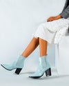 Crocodile Pattern Leather Boots - Blue oh!My Lady 