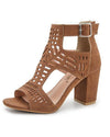 Cut Out Peed Toe Heeled Buckle Sandals - Brown oh!My Lady 