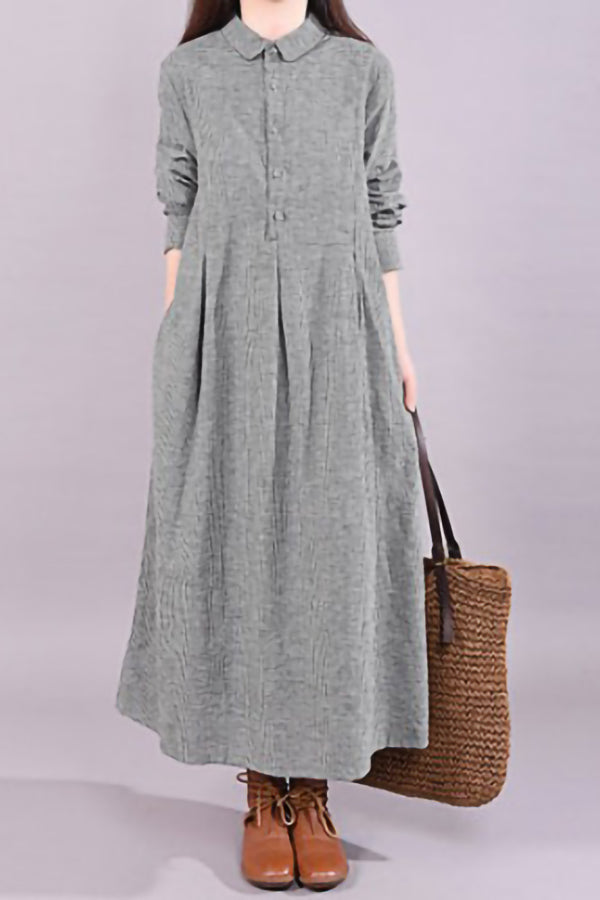 Cotton And Linen Plaid Dress