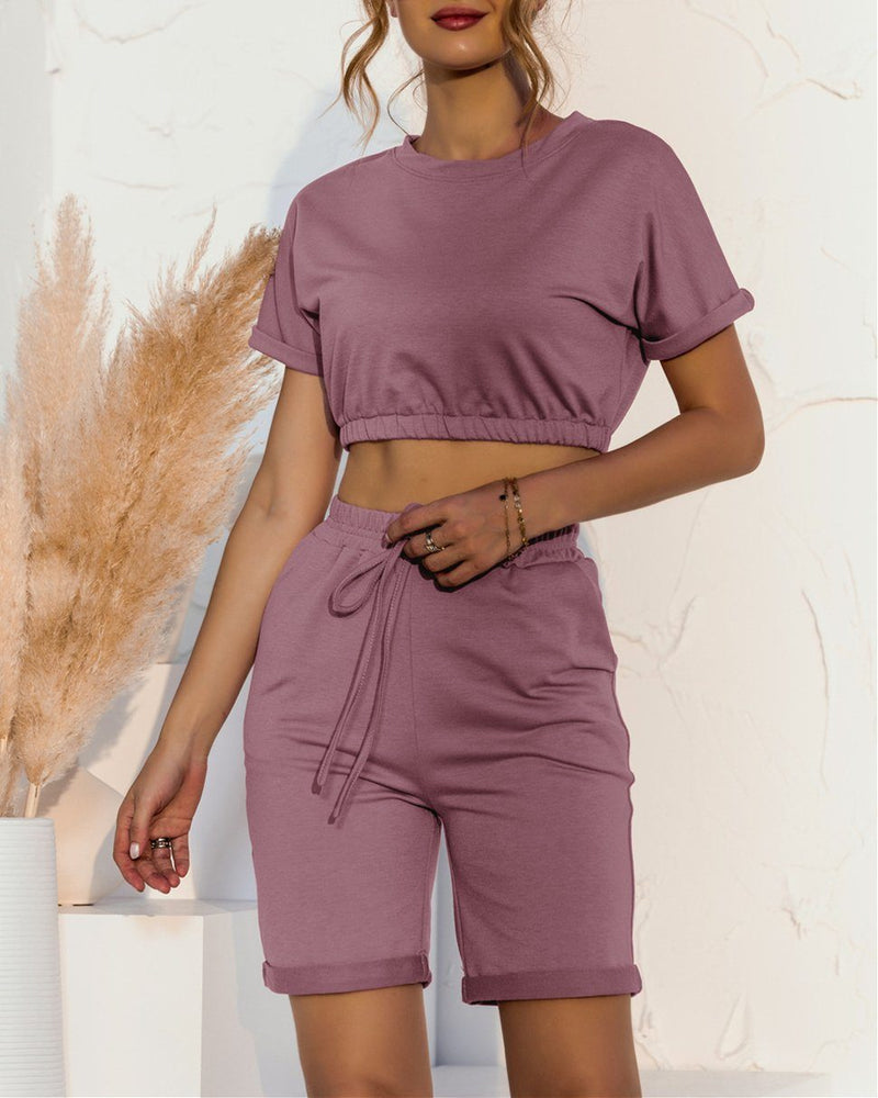 Day To Chill Crop Two-Piece Sets - Lotus ShellyBeauty 